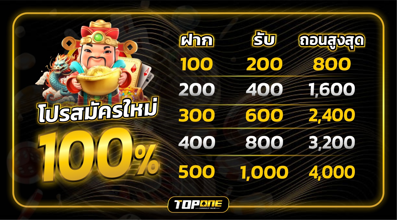 สมัครใหม่ รับไปเลย 100 %